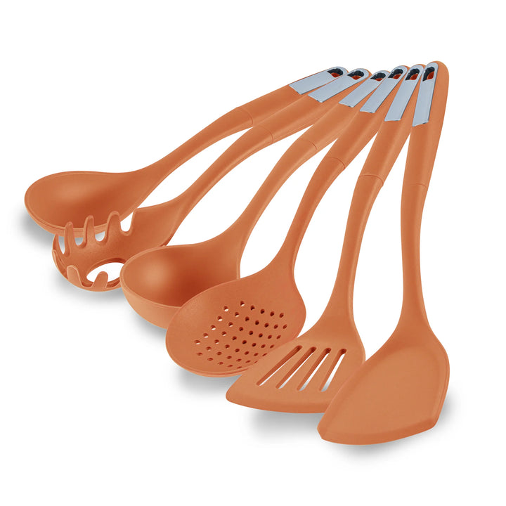 Restaurantware Met Lux 6-Piece Silicone Cooking Utensil Set, Orange - Restaurant Equipment and Smallwares - Canadian Distribution - Ships Free Within Canada on Orders Above CAD $199