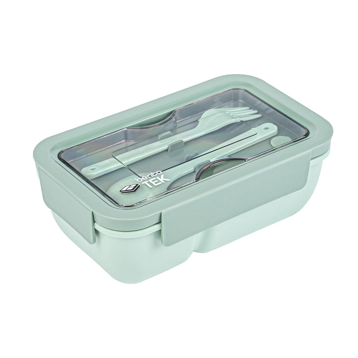 Restaurantware Bento Tek 29 Ounce Microwave-Safe Lunch Box, Green, Includes Fork & Spoon, 7.75 x 4.75 x 2.75 Inch - Restaurant Equipment and Smallwares - Canadian Distribution