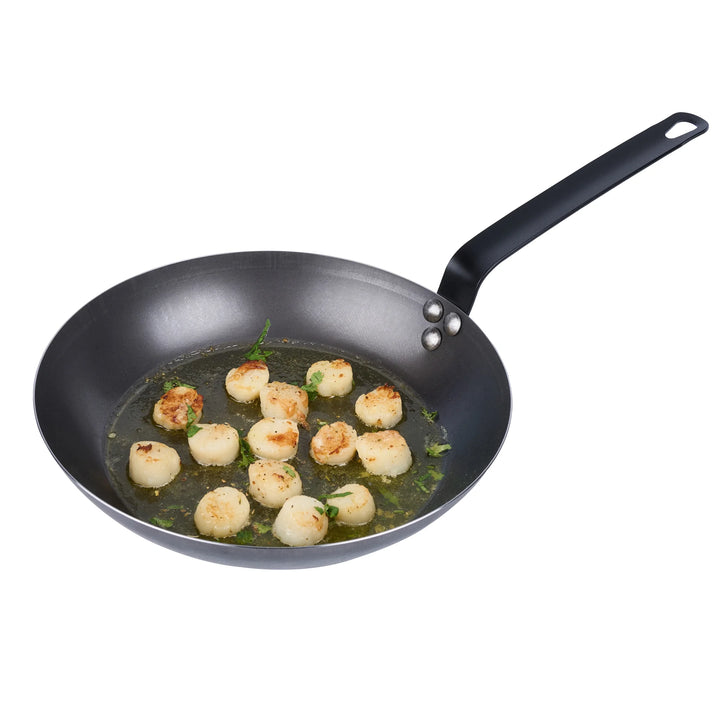 Restaurantware Met Lux 11 Inch Fry Pan, Carbon Steel, Black - Restaurant Equipment and Smallwares - Canadian Distribution - Ships Free Within Canada on Orders Above CAD $199