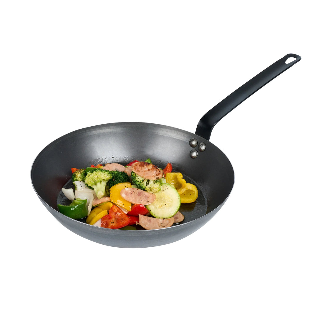 Restaurantware Met Lux 12 Inch Fry Pan, Carbon Steel, Black - Restaurant Equipment and Smallwares - Canadian Distribution - Ships Free Within Canada on Orders Above CAD $199