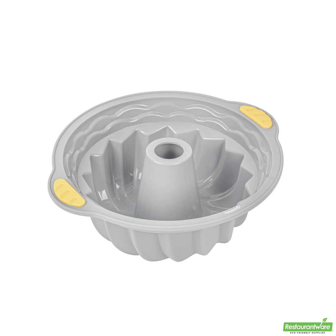 Restaurantware Pastry Tek Nonstick Fluted Bundt Pans, Gray, Silicone, 11.25 x 10.25 x 4 Inch, with Handles - Restaurant Equipment and Smallwares - Canadian Distribution
