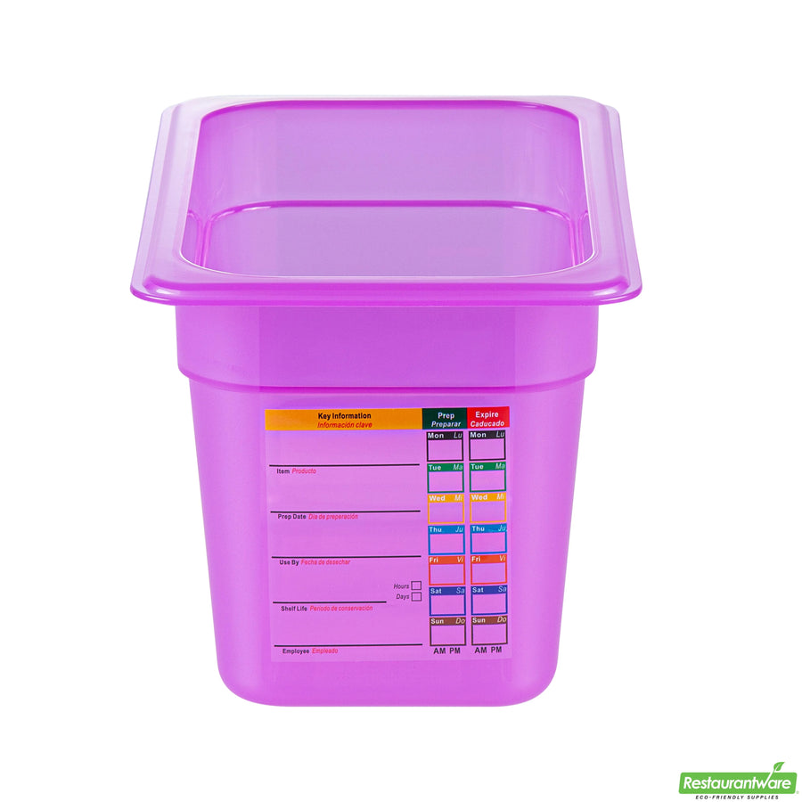 Restaurantware Met Lux Quarter-Size Food Pans, Polypropylene, 6 Inch Deep, with Label - Restaurant Equipment and Smallwares - Canadian Distribution
