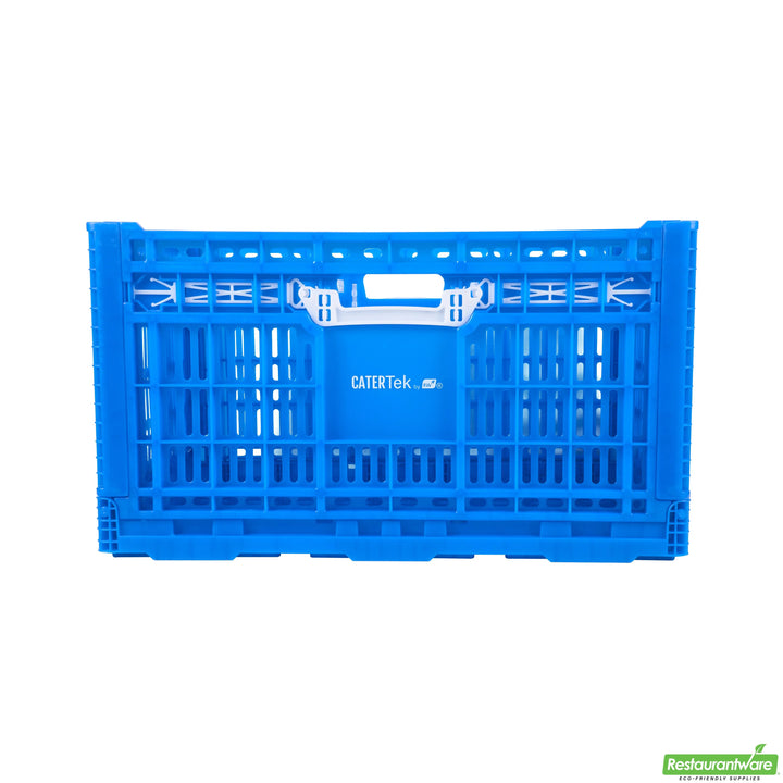 Restaurantware Cater Tek 23.75 x 15.75 x 13.50 Inch Vented Collapsible Crates, Blue, Plastic, Stackable, Rectangular - Restaurant Equipment and Smallwares - Canadian Distribution