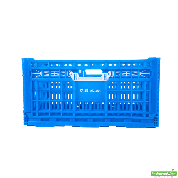 Restaurantware Cater Tek 23.75 x 15.75 x 11.75 Inch Vented Collapsible Crates, Blue, Plastic, Stackable, Rectangular - Restaurant Equipment and Smallwares - Canadian Distribution