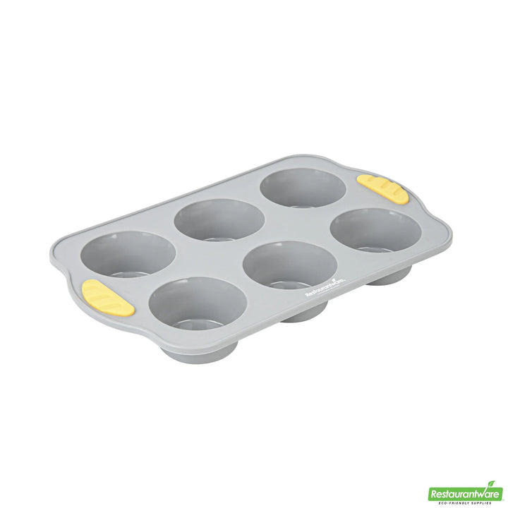 Restaurantware Pastry Tek 6-Cup Nonstick Muffin & Cupcake Pans, Gray, Silicone, 11.50 x 7 x 1.50 Inch, with Handles - Restaurant Equipment and Smallwares - Canadian Distribution