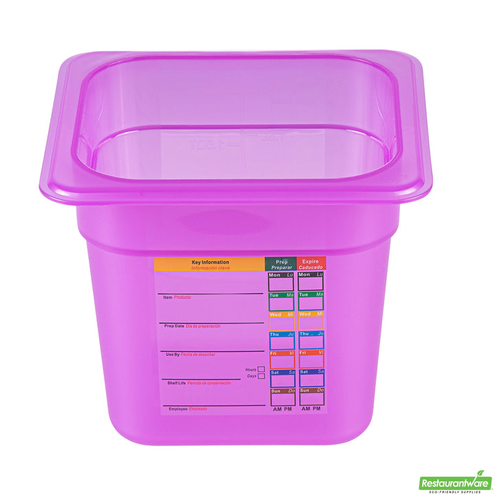 Restaurantware Met Lux Sixth-Size Food Pans, Polypropylene, 6 Inch Deep, with Label - Restaurant Equipment and Smallwares - Canadian Distribution