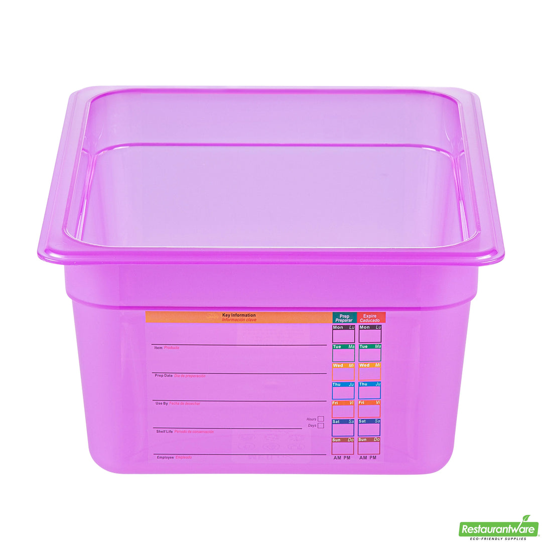 Restaurantware Met Lux Polypropylene Food Pans, Purple, 6 Inch Deep, with Label - Restaurant Equipment and Smallwares - Canadian Distribution