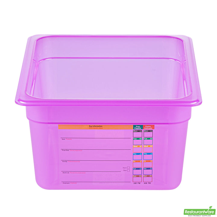 Restaurantware Met Lux Polypropylene Food Pans, Purple, 6 Inch Deep, with Label - Restaurant Equipment and Smallwares - Canadian Distribution