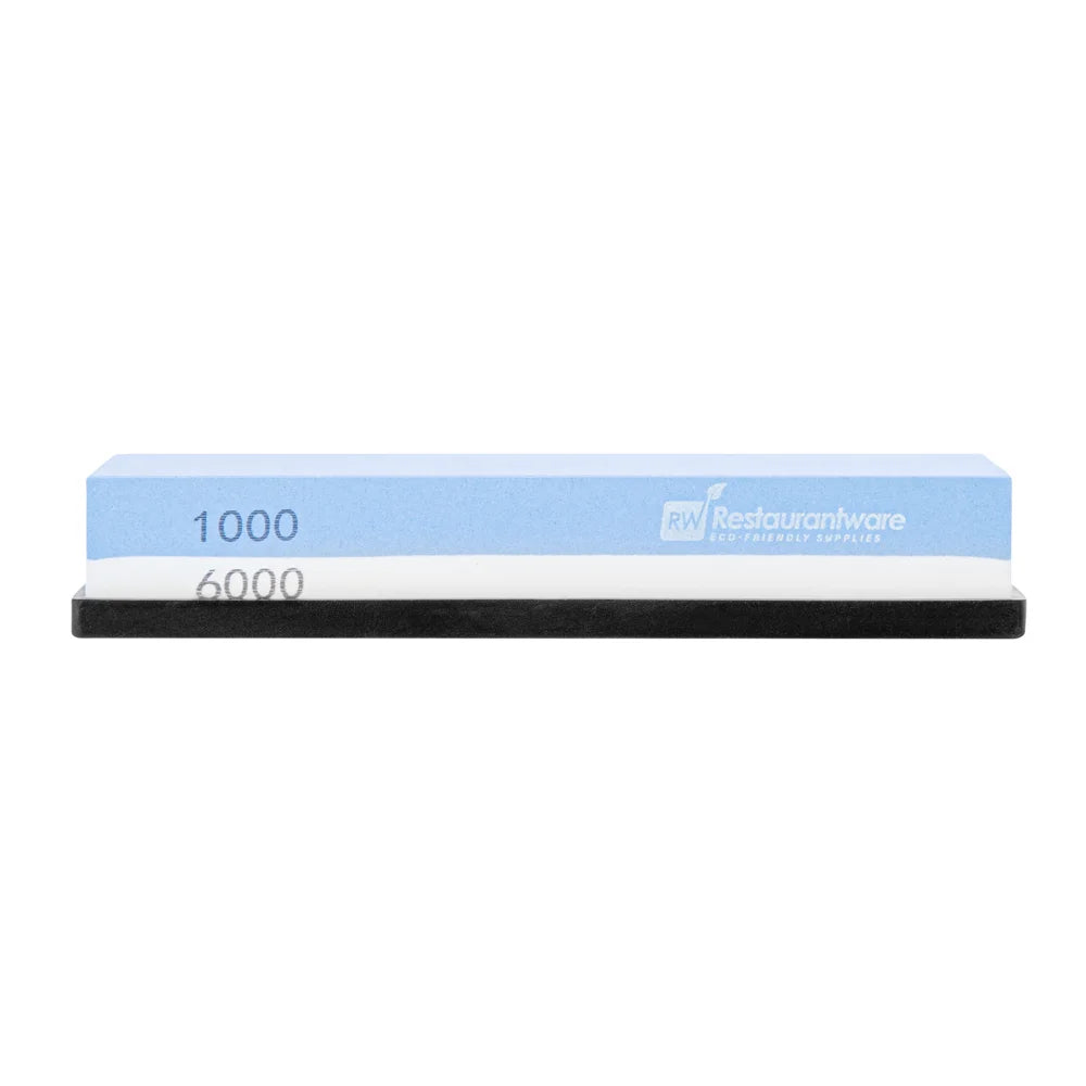 Restaurantware 2-Sided Sensei Whetstone Knife Sharpener Set, 1000 & 6000 Grit, With Silicone Holder - Restaurant Equipment and Smallwares - Canadian Distribution