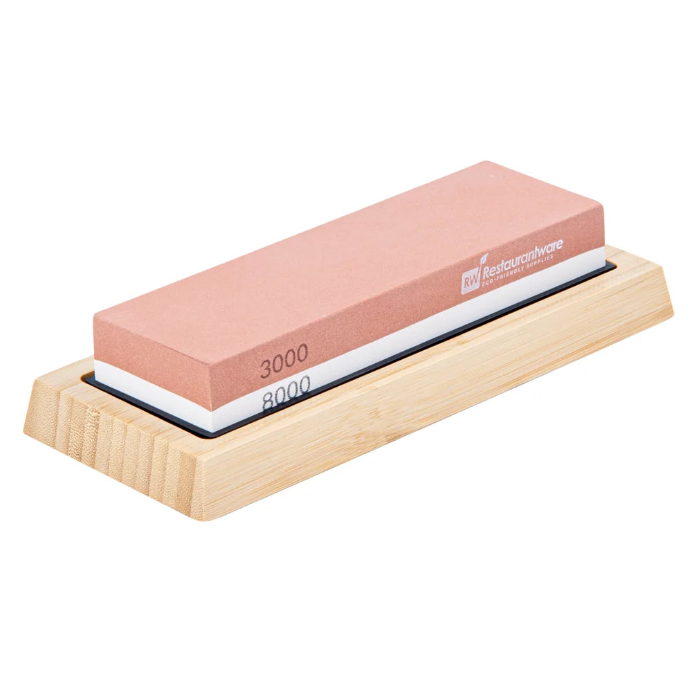 Restaurantware 2-Sided Sensei Whetstone Knife Sharpener Set, 3000 & 8000 Grit, With Nonslip Base - Restaurant Equipment and Smallwares - Canadian Distribution