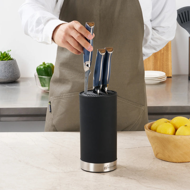 Restaurantware Sensei 4.25 x 4.25 x 9In Knife Block, Black, Soft Touch, Round - Restaurant Equipment and Smallwares - Canadian Distribution - Ships Free Within Canada on Orders Above CAD $199