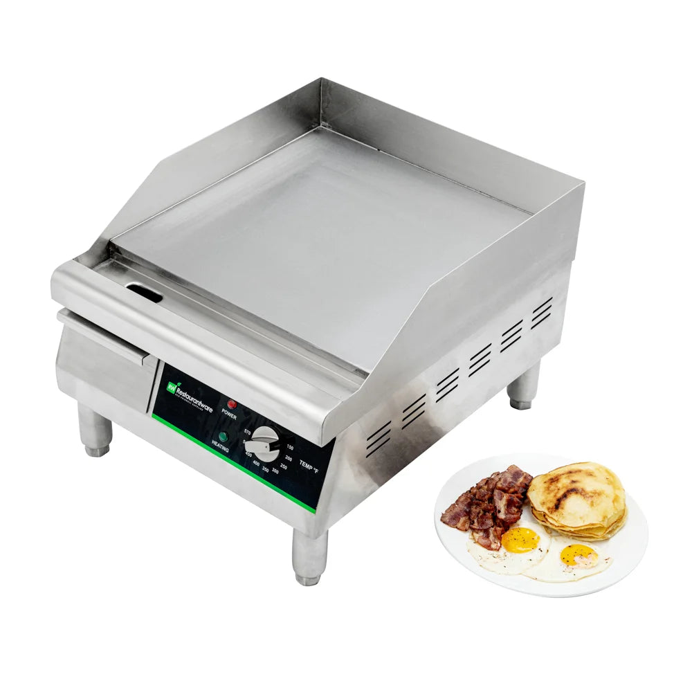 Restaurantware Hi Tek 16In Stainless Steel Electric Countertop Griddle, 120 Volt - Restaurant Equipment and Smallwares - Canadian Distribution - Ships Free Within Canada on Orders Above CAD $199