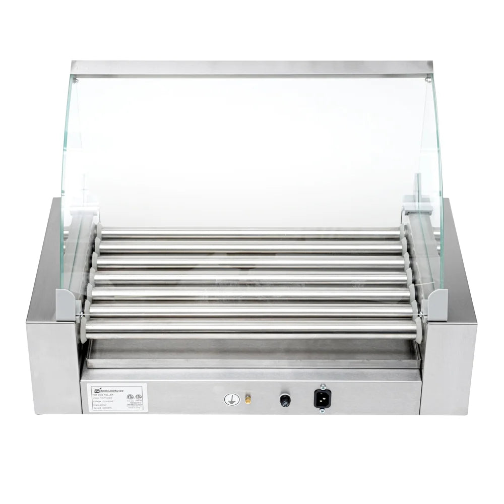 Restaurantware Hi Tek Hot Dog Roller Warmer, Stainless Steel, fits 18 Hot Dogs, with Curved Sneeze Guard - Restaurant Equipment and Smallwares - Canadian Distribution