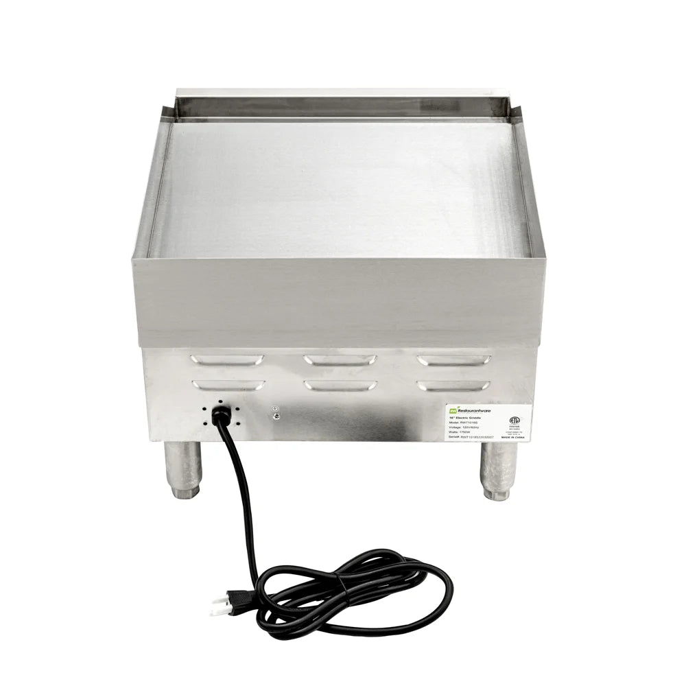 Restaurantware Hi Tek 16In Stainless Steel Electric Countertop Griddle, 120 Volt - Restaurant Equipment and Smallwares - Canadian Distribution