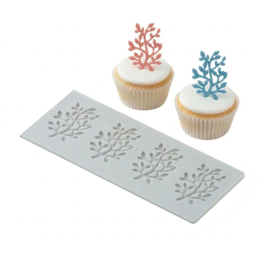 Restaurantware Pastry Tek Gray Silicone Branch With Leaves Fondant Impression Mat - Restaurant Equipment and Smallwares - Canadian Distribution - Ships Free Within Canada on Orders Above CAD $199