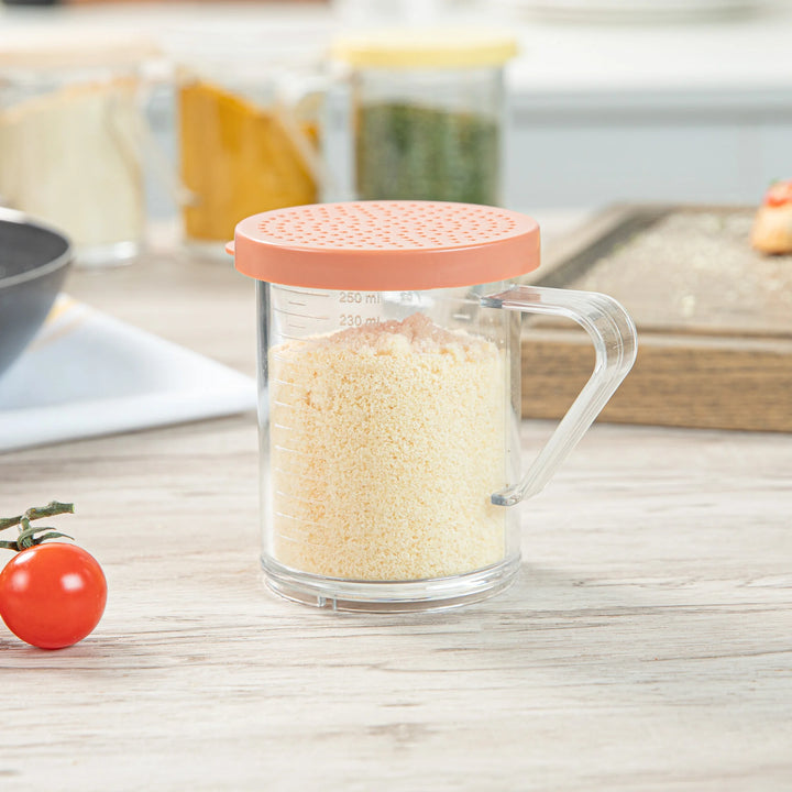 Restaurantware Rw Base Dredge 10 Ounce Clear Spice Shaker, With Rose Medium Lid, 4.75X3.25X4 Inch, Polycarbonate - Restaurant Equipment and Smallwares - Canadian Distribution - Ships Free Within Canada on Orders Above CAD $199