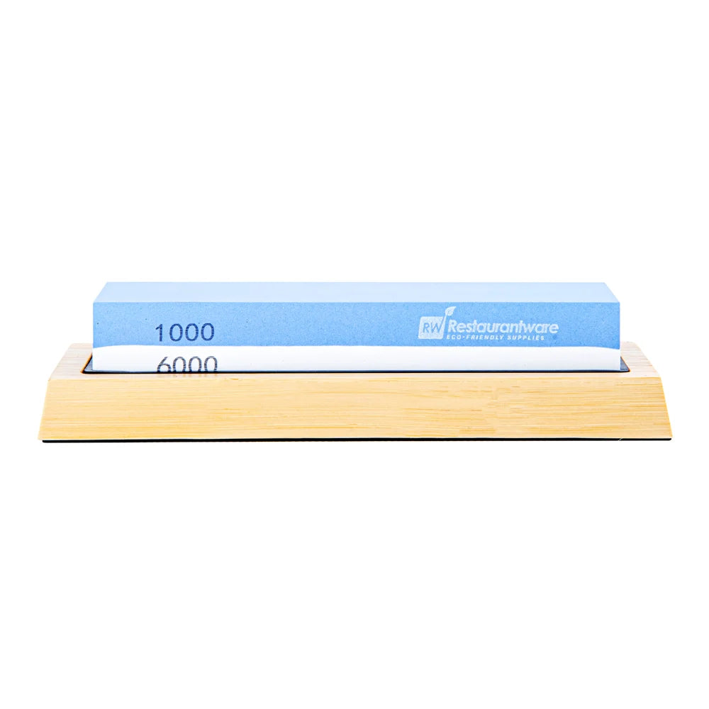Restaurantware 2-Sided Sensei Whetstone Knife Sharpener Set, 1000 & 6000 Grit, With Nonslip Base - Restaurant Equipment and Smallwares - Canadian Distribution
