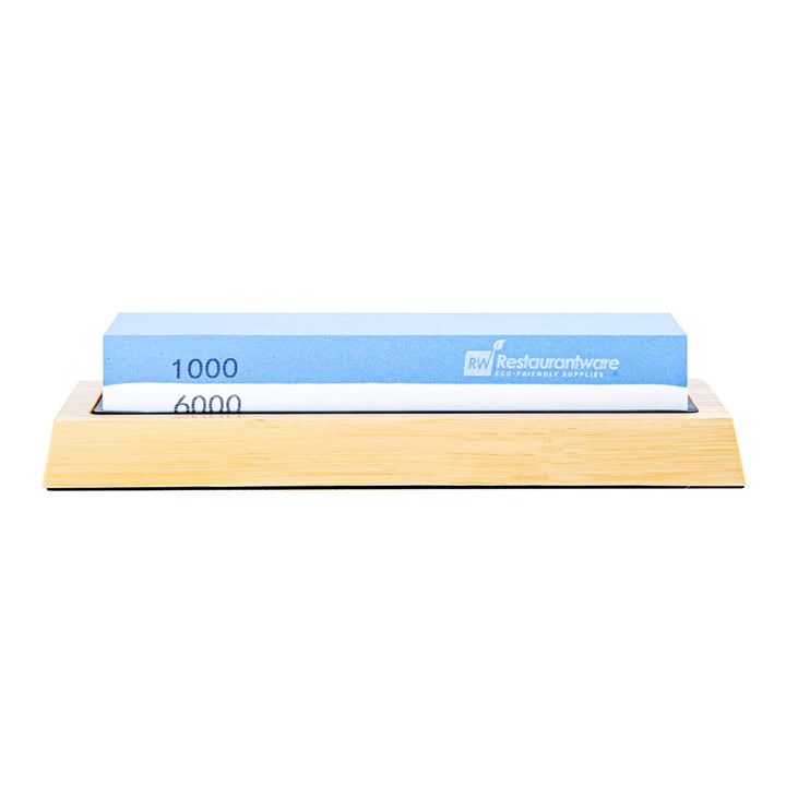 Restaurantware 2-Sided Sensei Whetstone Knife Sharpener Set, 1000 & 6000 Grit, With Nonslip Base - Restaurant Equipment and Smallwares - Canadian Distribution