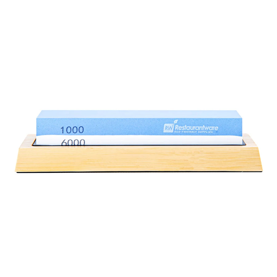Restaurantware 2-Sided Sensei Whetstone Knife Sharpener Set, 1000 & 6000 Grit, With Nonslip Base - Restaurant Equipment and Smallwares - Canadian Distribution