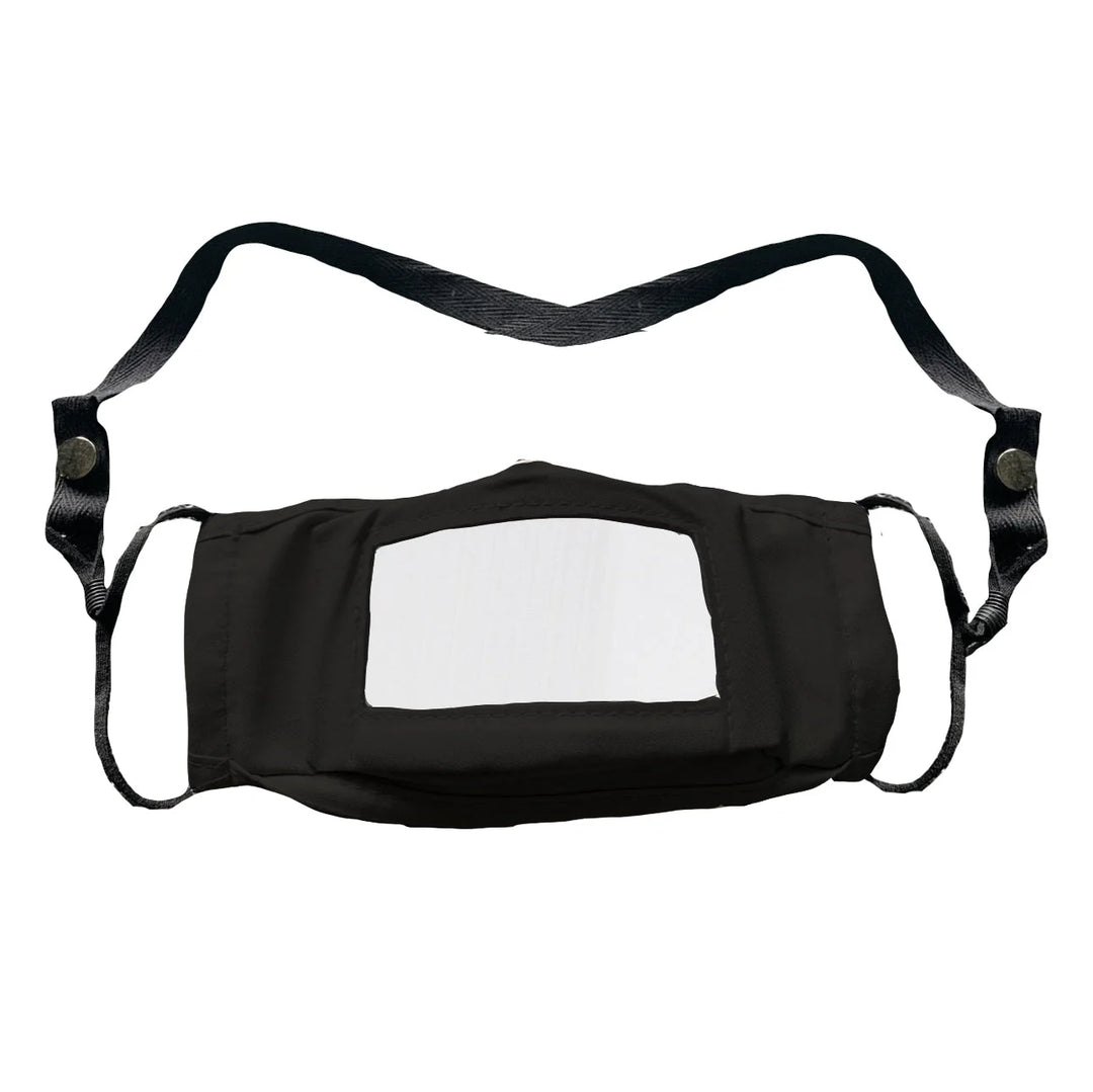 Mist Away Black 2-Ply Cotton Face Masks, With Plastic Window - Restaurant Equipment and Smallwares - Canadian Distribution