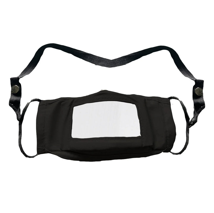 Mist Away Black 2-Ply Cotton Face Masks, With Plastic Window - Restaurant Equipment and Smallwares - Canadian Distribution