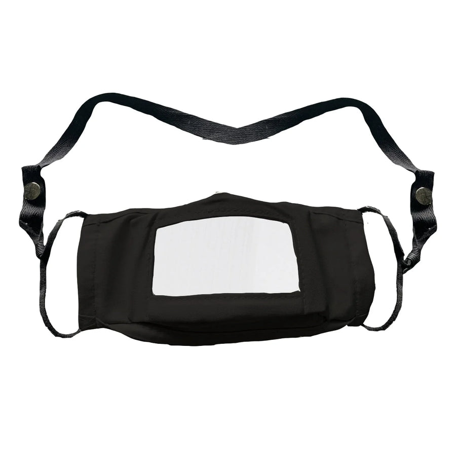 Mist Away Black 2-Ply Cotton Face Masks, With Plastic Window - Restaurant Equipment and Smallwares - Canadian Distribution