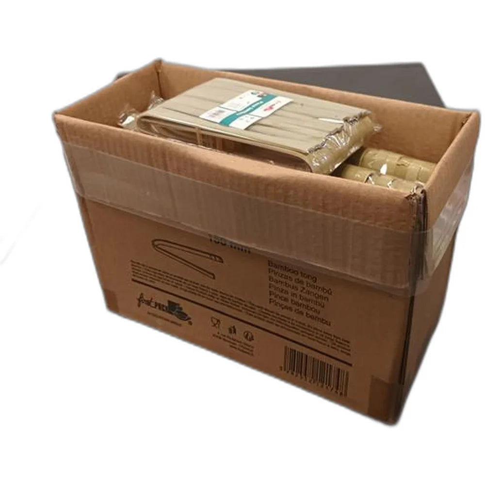 Packnwood 5.9In Bamboo Tongs - Restaurant Equipment and Smallwares - Canadian Distribution - Ships Free Within Canada on Orders Above CAD $199
