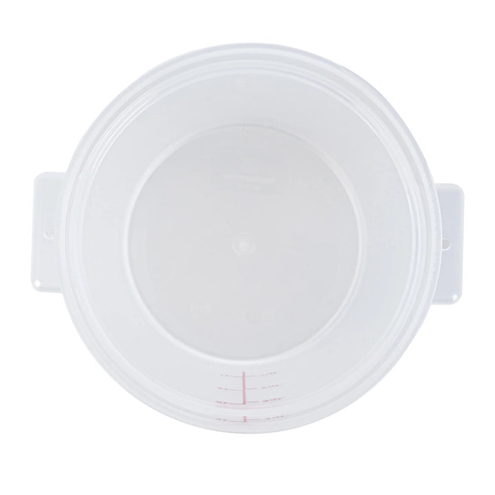Restaurantware Met Lux 4 Quart Round Food Storage Containers, Translucent, 7.25 x 7.25 x 8.50 Inch, with Red Volume Markers - Restaurant Equipment and Smallwares - Canadian Distribution