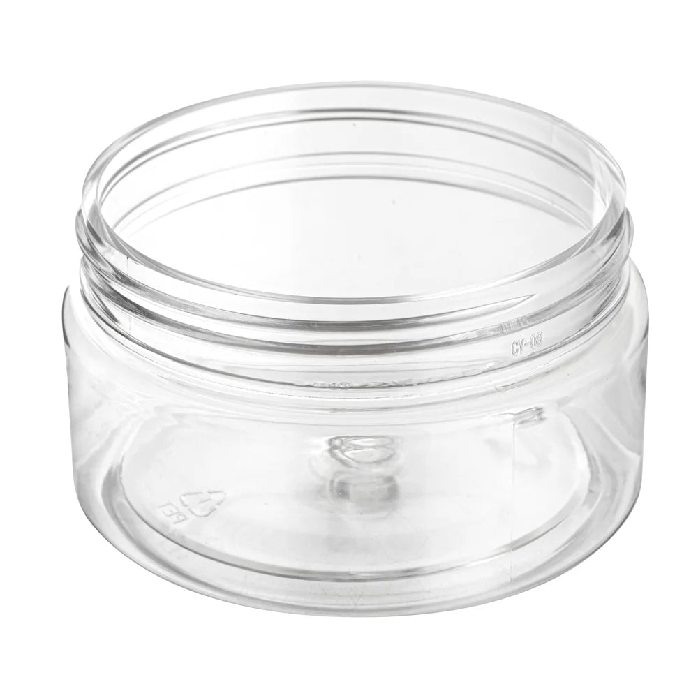 Restaurantware RW Base 4oz Clear Plastic Candy & Snack Jars, with Black Plastic Lid, 2.75 x 2.75 x 1.5In - Restaurant Equipment and Smallwares - Canadian Distribution