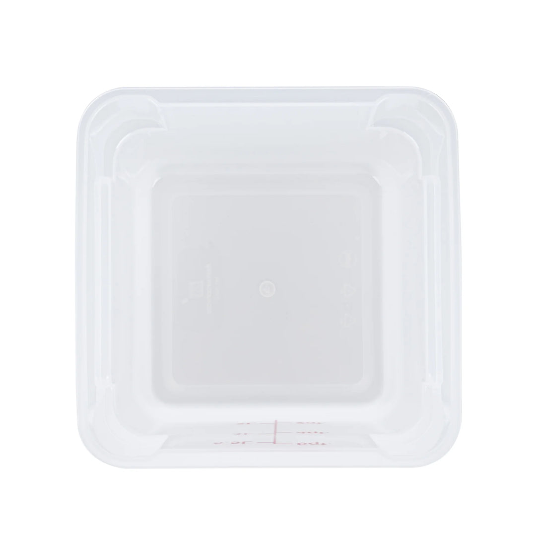 Restaurantware Met Lux 6 Quart Square Food Storage Containers, Translucent, 9 x 9 x 7.50 Inch, with Red Volume Markers - Restaurant Equipment and Smallwares - Canadian Distribution