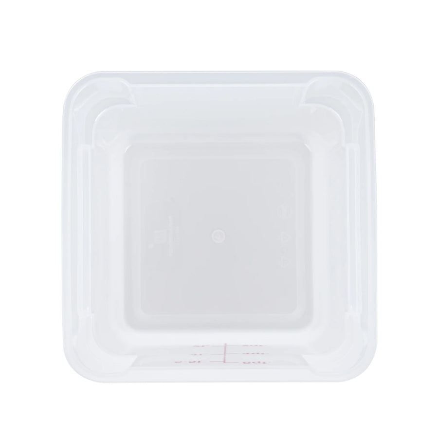 Restaurantware Met Lux 6 Quart Square Food Storage Containers, Translucent, 9 x 9 x 7.50 Inch, with Red Volume Markers - Restaurant Equipment and Smallwares - Canadian Distribution