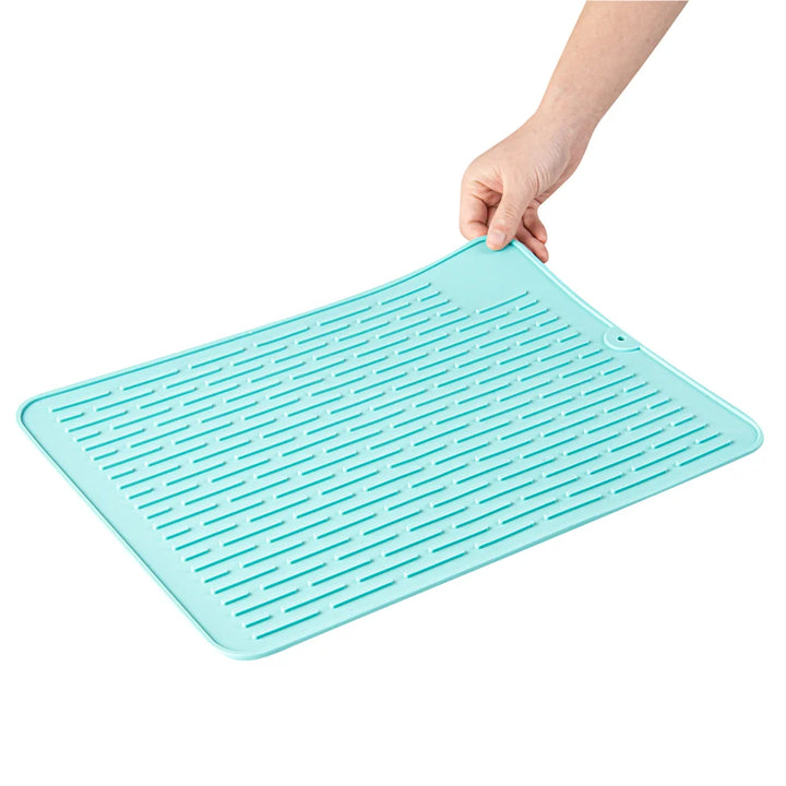 Restaurantware Comfy Grip Turquoise Silicone Drying Mat, Rectangular, 15.75 x 11.75In - Restaurant Equipment and Smallwares - Canadian Distribution