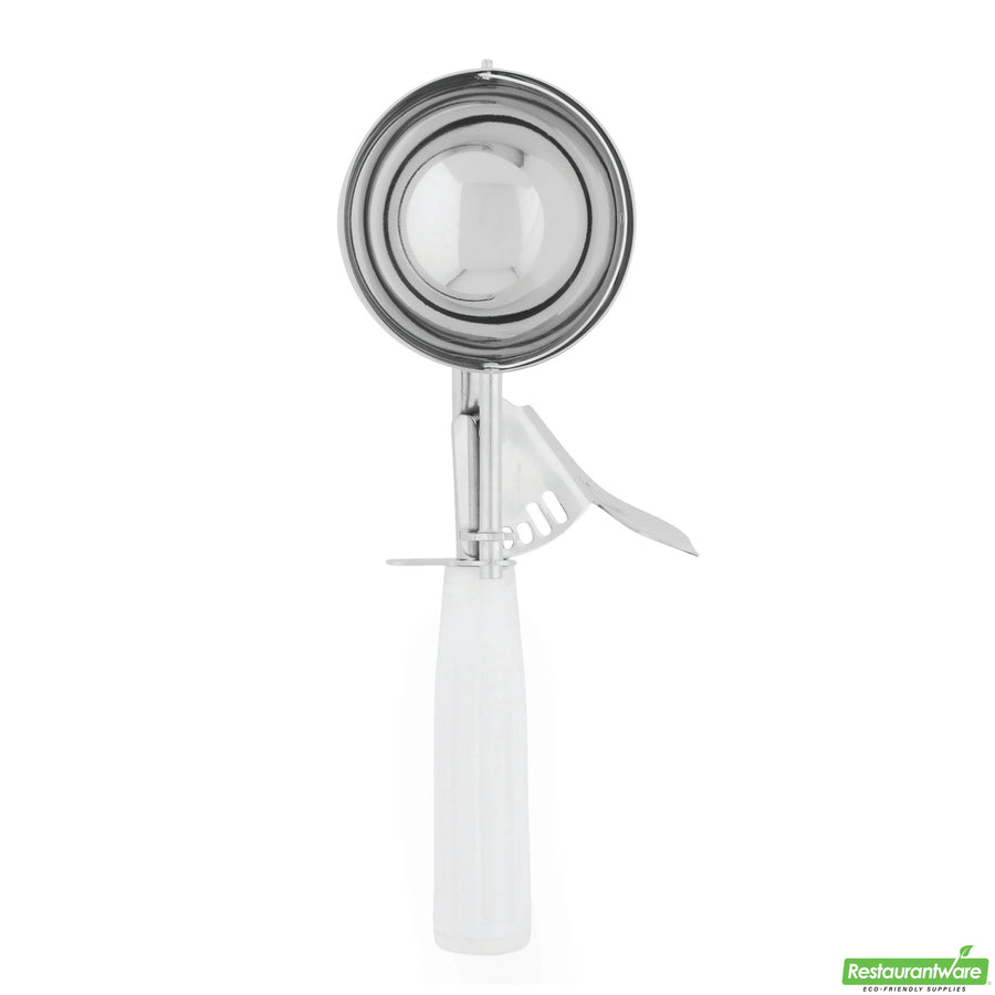 Restaurantware Met Lux 4.66oz #6 Portion Scoop, White Handle - Restaurant Equipment and Smallwares - Canadian Distribution
