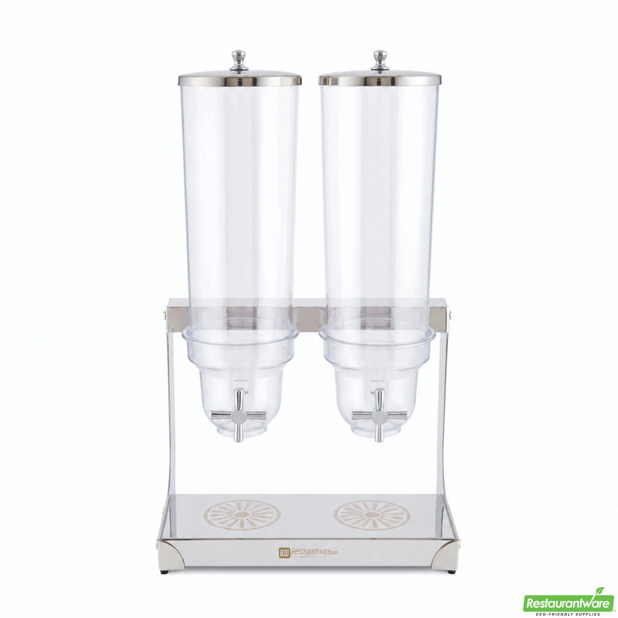 Restaurantware Met Lux 2-Compartment 3 Liter Cereal Dispenser, With Stainless Steel Body - Restaurant Equipment and Smallwares - Canadian Distribution