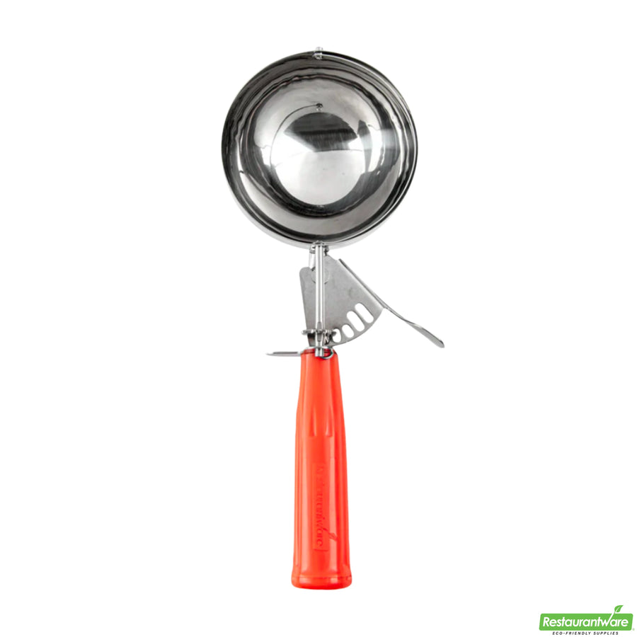 Restaurantware Met Lux #4 Scoops, Stainless Steel, with Orange Handle, 8oz - Restaurant Equipment and Smallwares - Canadian Distribution
