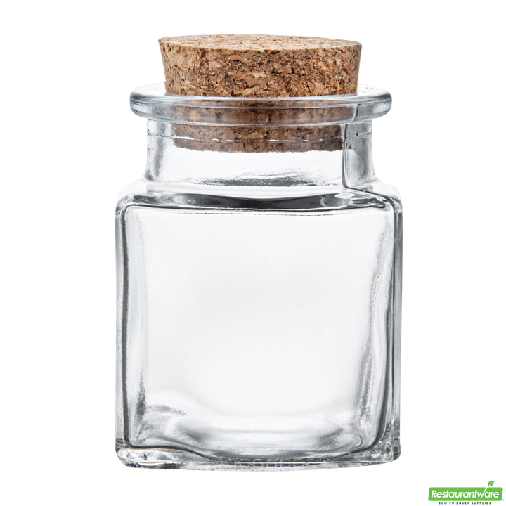 Restaurantware Rw Base 2oz Clear Glass Square Herb Jars, With Cork Lid - Restaurant Equipment and Smallwares - Canadian Distribution