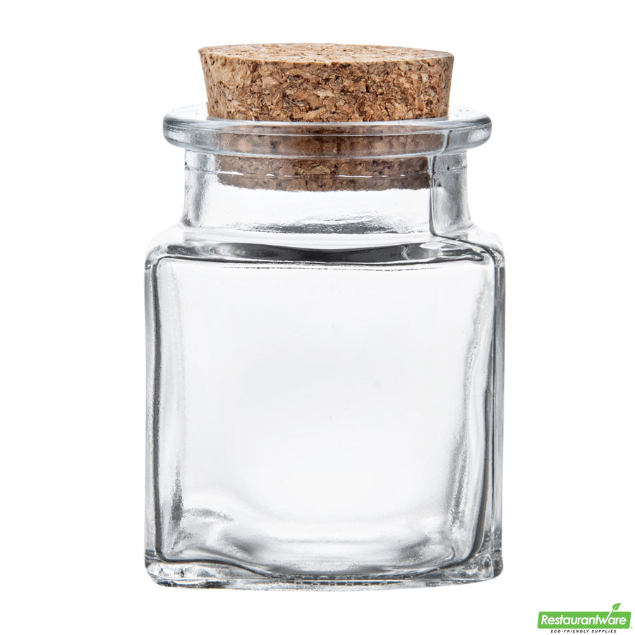 Restaurantware Rw Base 2oz Clear Glass Square Herb Jars, With Cork Lid - Restaurant Equipment and Smallwares - Canadian Distribution
