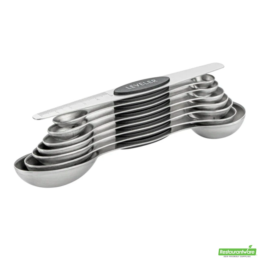 Restaurantware Met Lux 8-Piece Measuring Spoon Set, Black, Stainless Steel, Magnetic - Restaurant Equipment and Smallwares - Canadian Distribution