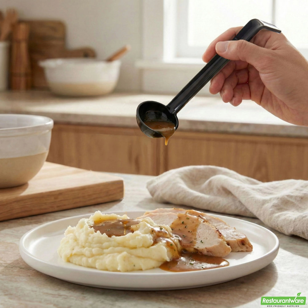 Restaurantware 8.5In Black Plastic Ladle - Restaurant Equipment and Smallwares - Canadian Distribution - Ships Free Within Canada on Orders Above CAD $199