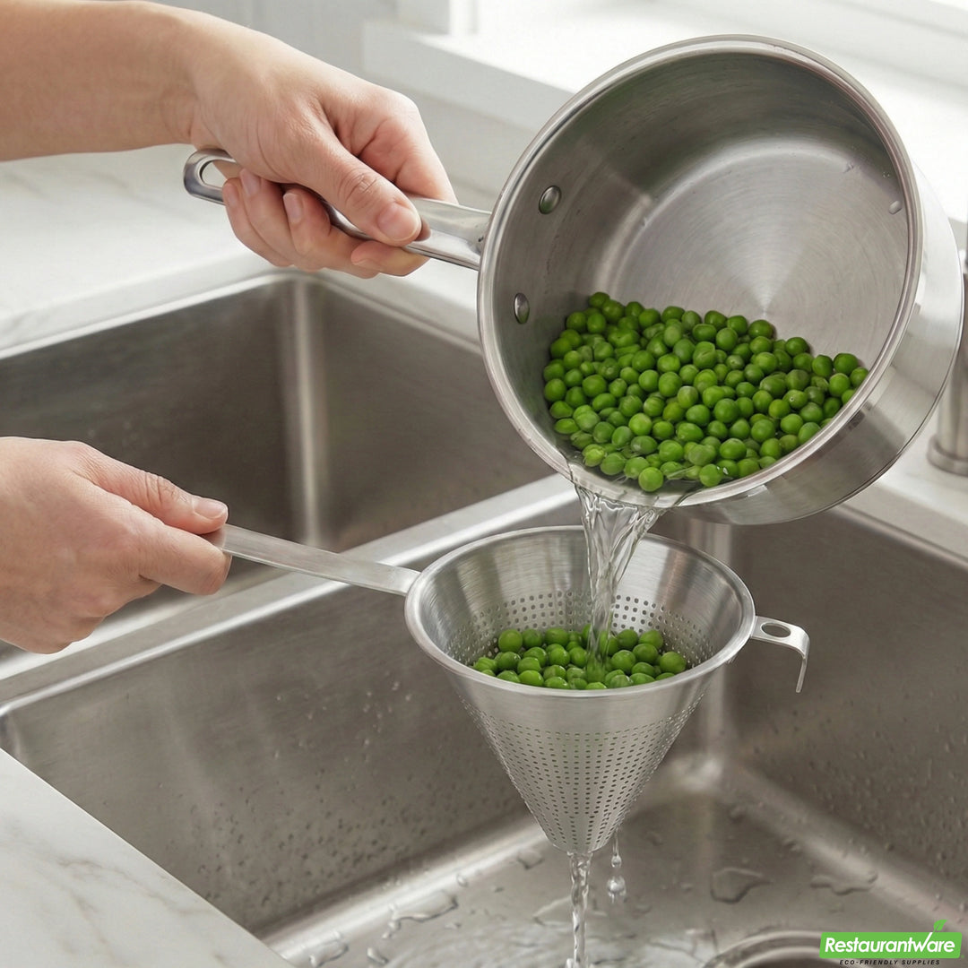 Restaurantware Met Lux 7 Inch Stainless Steel China Cap Course Strainer - Restaurant Equipment and Smallwares - Canadian Distribution - Ships Free Within Canada on Orders Above CAD $199