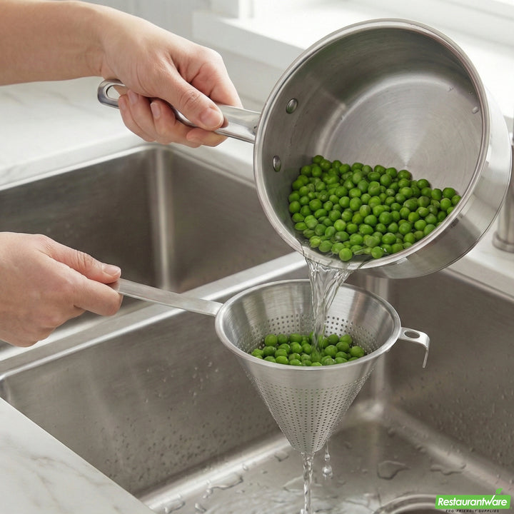 Restaurantware Met Lux 7 Inch Stainless Steel China Cap Course Strainer - Restaurant Equipment and Smallwares - Canadian Distribution - Ships Free Within Canada on Orders Above CAD $199