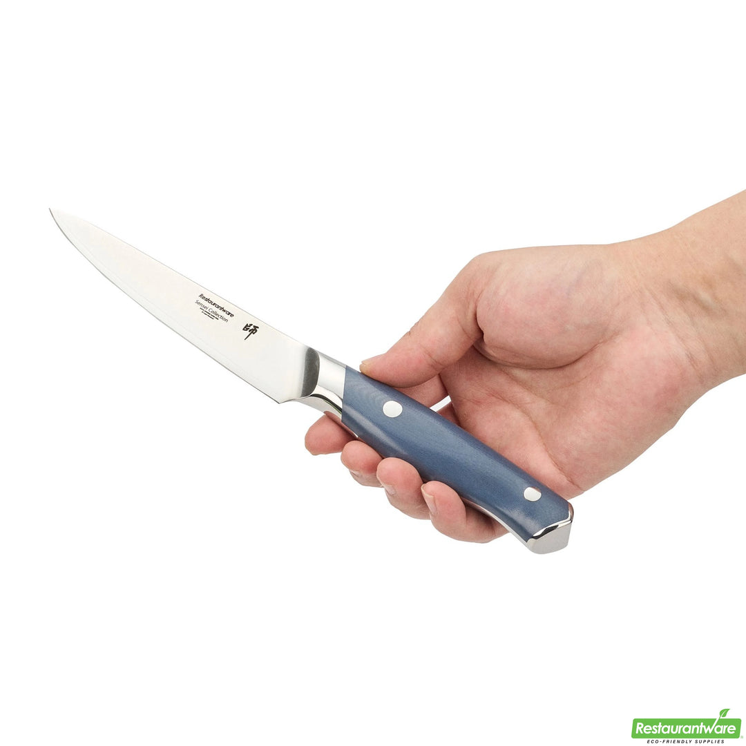 Restaurantware Sensei Blue Steel 5In Steel Utility Knife - 1 Unit/Case - Restaurant Equipment and Smallwares - Canadian Distribution - Ships Free Within Canada on Orders Above CAD $199