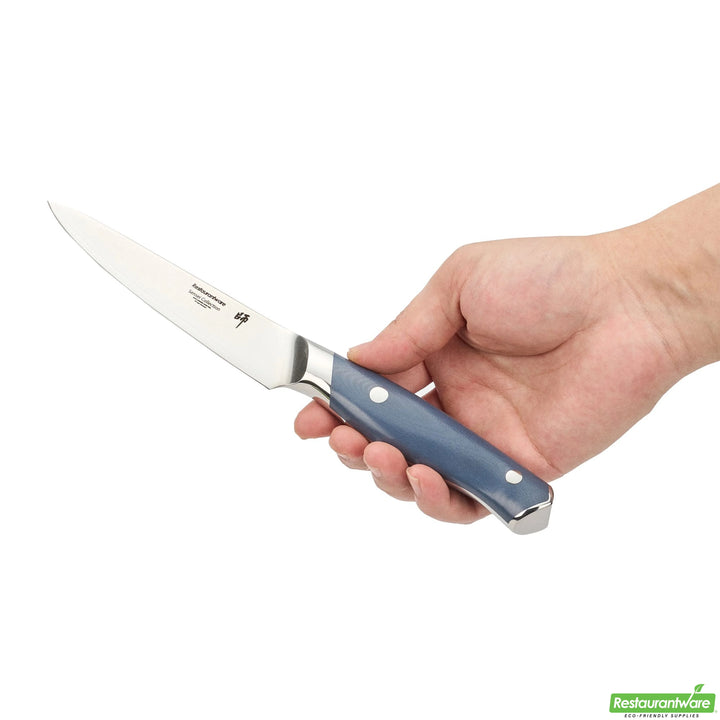 Restaurantware Sensei Blue Steel 5In Steel Utility Knife - 1 Unit/Case - Restaurant Equipment and Smallwares - Canadian Distribution - Ships Free Within Canada on Orders Above CAD $199