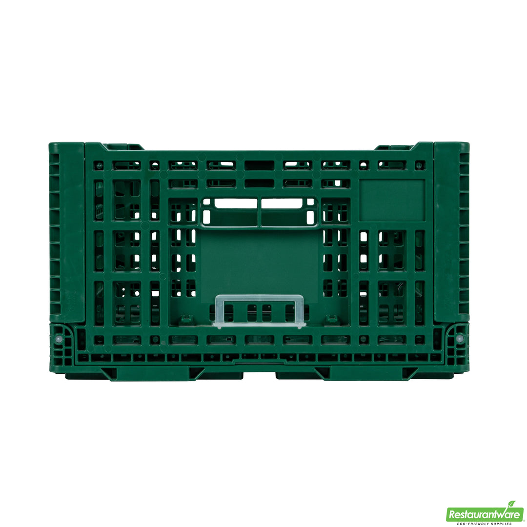 Restaurantware Cater Tek 36 Liter Green Rectangular Milk Crate, Stackable, Collapsible - Restaurant Equipment and Smallwares - Canadian Distribution - Ships Free Within Canada on Orders Above CAD $199