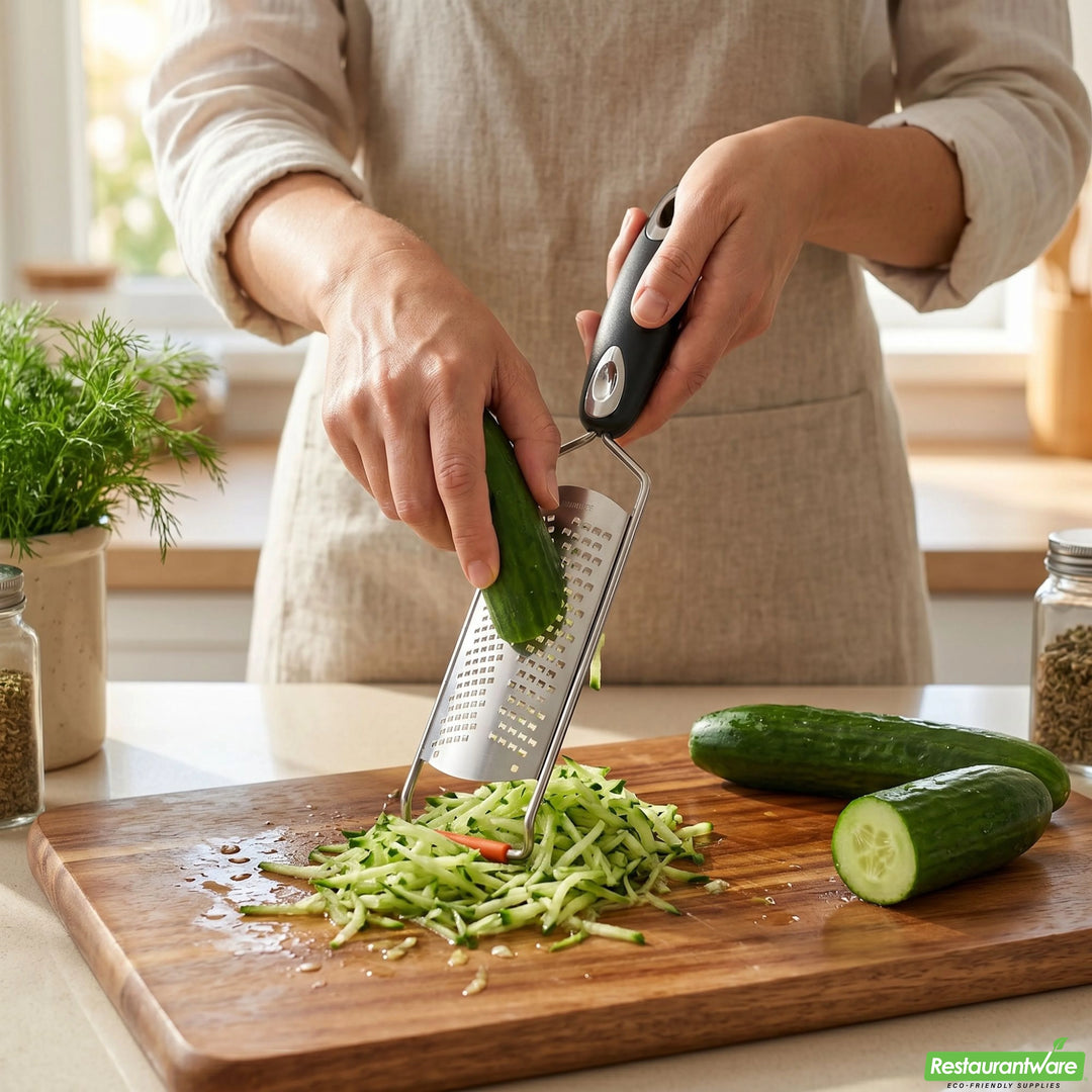 Restaurantware Met Lux 12In Stainless Steel Fine Cheese Grater, With Black Plastic Handle - Restaurant Equipment and Smallwares - Canadian Distribution - Ships Free Within Canada on Orders Above CAD $199