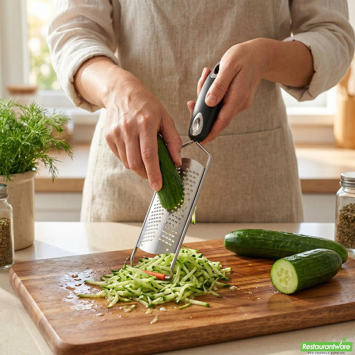 Restaurantware Met Lux 12In Stainless Steel Fine Cheese Grater, With Black Plastic Handle - Restaurant Equipment and Smallwares - Canadian Distribution - Ships Free Within Canada on Orders Above CAD $199