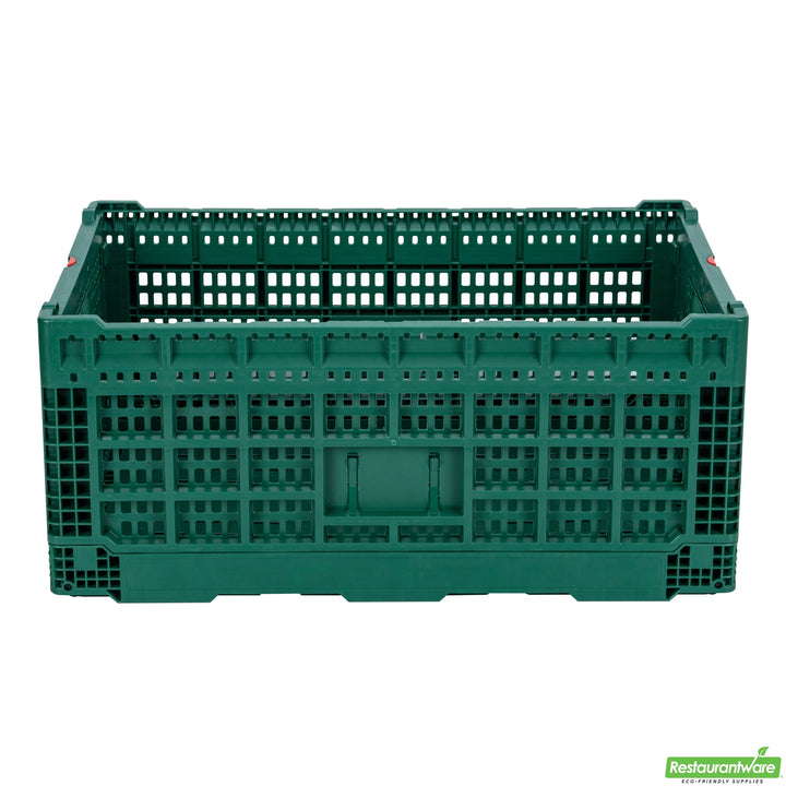 Restaurantware Cater Tek 43 Liter Green Rectangular Milk Crate, Stackable, Collapsible - Restaurant Equipment and Smallwares - Canadian Distribution - Ships Free Within Canada on Orders Above CAD $199