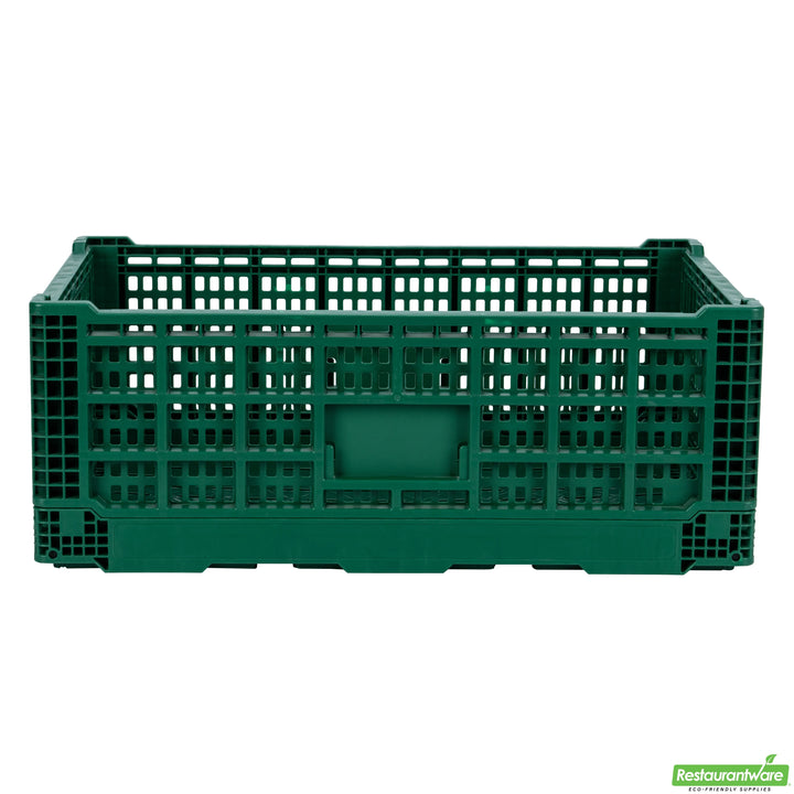 Restaurantware Cater Tek 36 Liter Green Rectangular Milk Crate, Stackable, Collapsible - Restaurant Equipment and Smallwares - Canadian Distribution - Ships Free Within Canada on Orders Above CAD $199