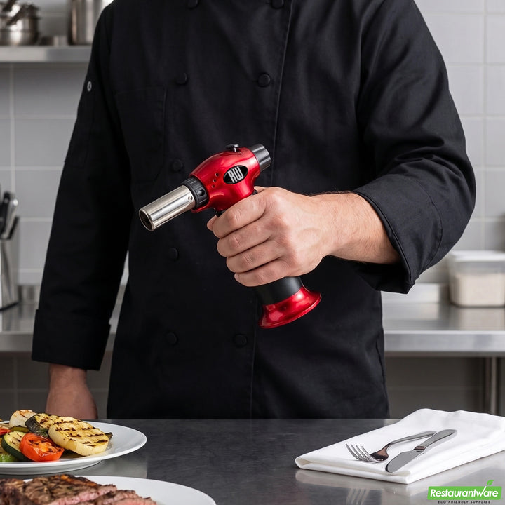 Restaurantware Rw Pyro Stainless Steel Butane Kitchen Torch, With Adjustable Dial, 5.25 X 2.5 X 6.75 Inch - Restaurant Equipment and Smallwares - Canadian Distribution - Ships Free Within Canada on Orders Above CAD $199