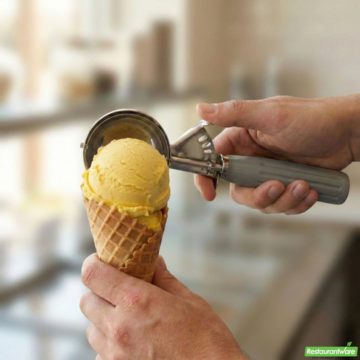 Restaurantware Met Lux 4 Ounce #8 Portion Scoop, With Grey Handle, - Restaurant Equipment and Smallwares - Canadian Distribution - Ships Free Within Canada on Orders Above CAD $199